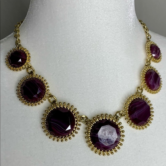Seven Purple Stone with Gold Starburst Necklace - Picture 2 of 5